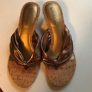 Iridescent Gold Strap & Cork Sandal